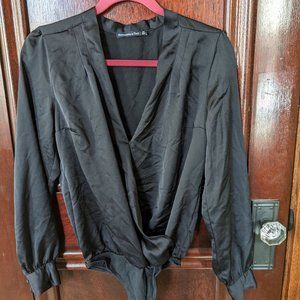 Women's Long-Sleeve Satin Bodysuit